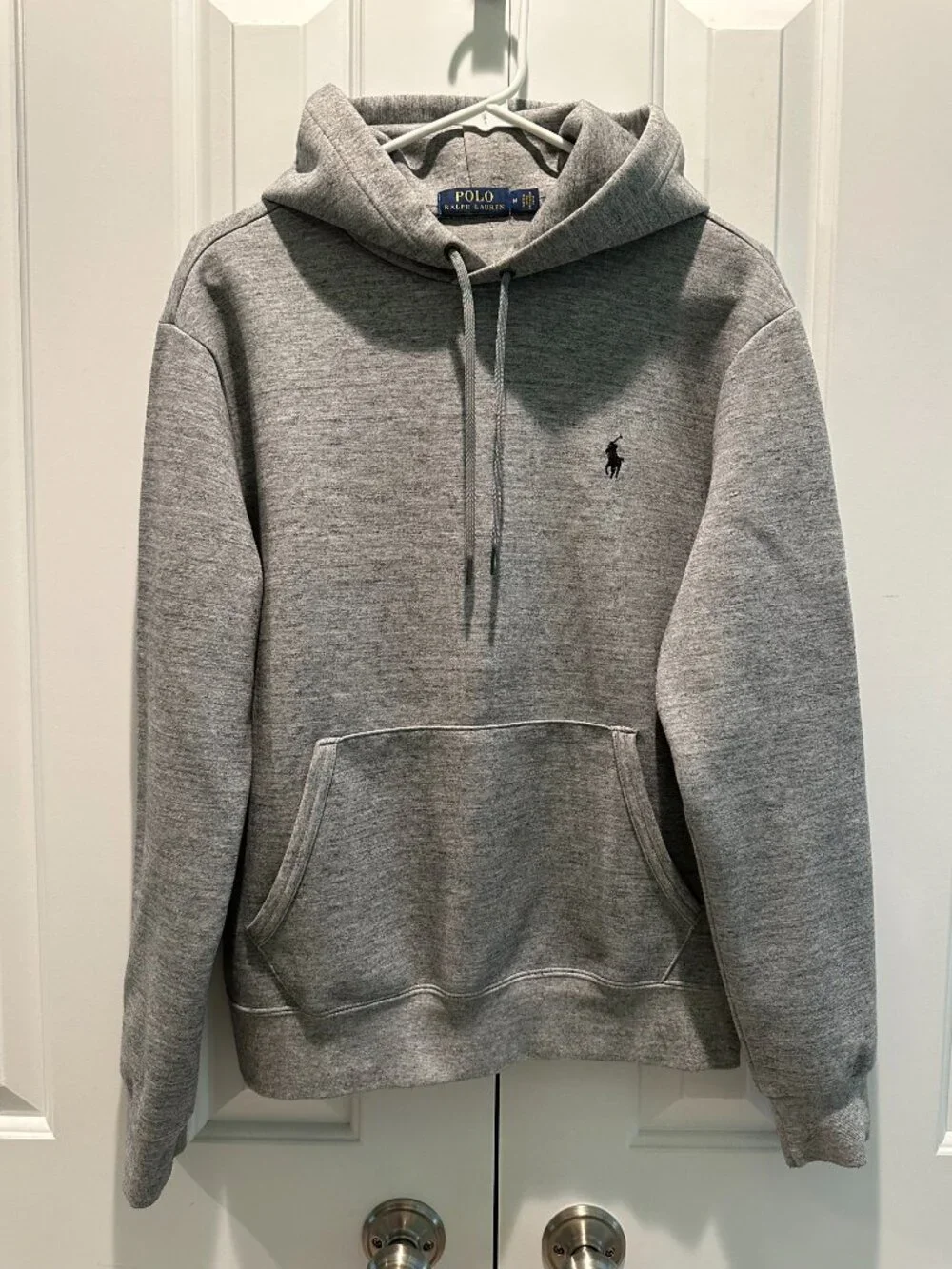 Polo Ralph Lauren Men's Heather Gray Fleece Pullover Hoodie M Black Pony Logo